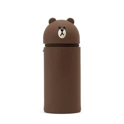 Estojo Para Lápis e Caneta de Silicone Line Friends Brown