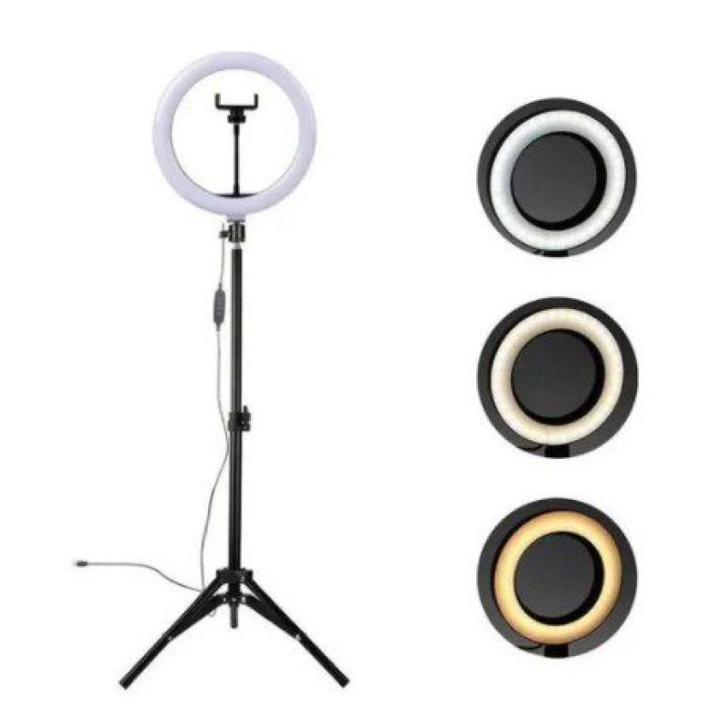 Kit Iluminador Ring Light 14 Polegadas Com Tripé e Dimmer
