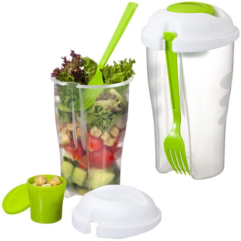Copo para Salada e Frutas com Garfo e Suporte para Molho 800ml