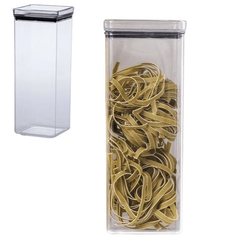Pote Hermético Empilhável Lumini Quadrado 2,2 Litros Acrílico Cristal