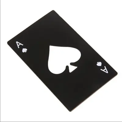 Abridor de Garrafas Carta Baralho Aço Ás de Espada Luxo Preto