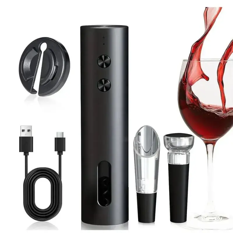 Kit Abridor de Vinho Elétrico Recarregável USB