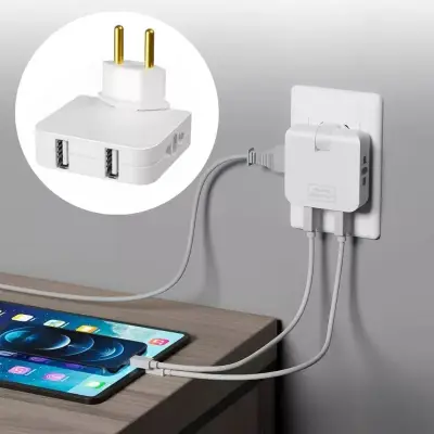 Adaptador Tomada Benjamin Articulado Com Entrada USB