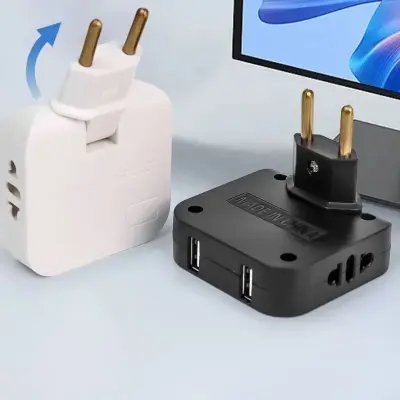 Adaptador Tomada Benjamin Articulado Com Entrada USB