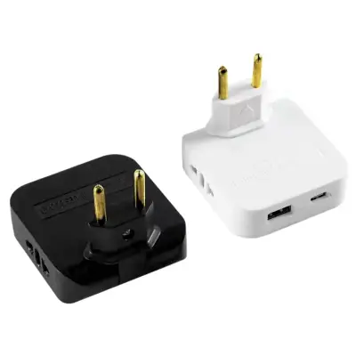 Adaptador Tomada Benjamin Articulado Com Entrada USB C