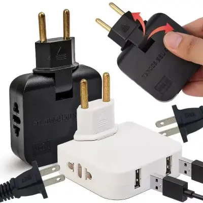 Adaptador Tomada Benjamin Articulado Com Entrada USB