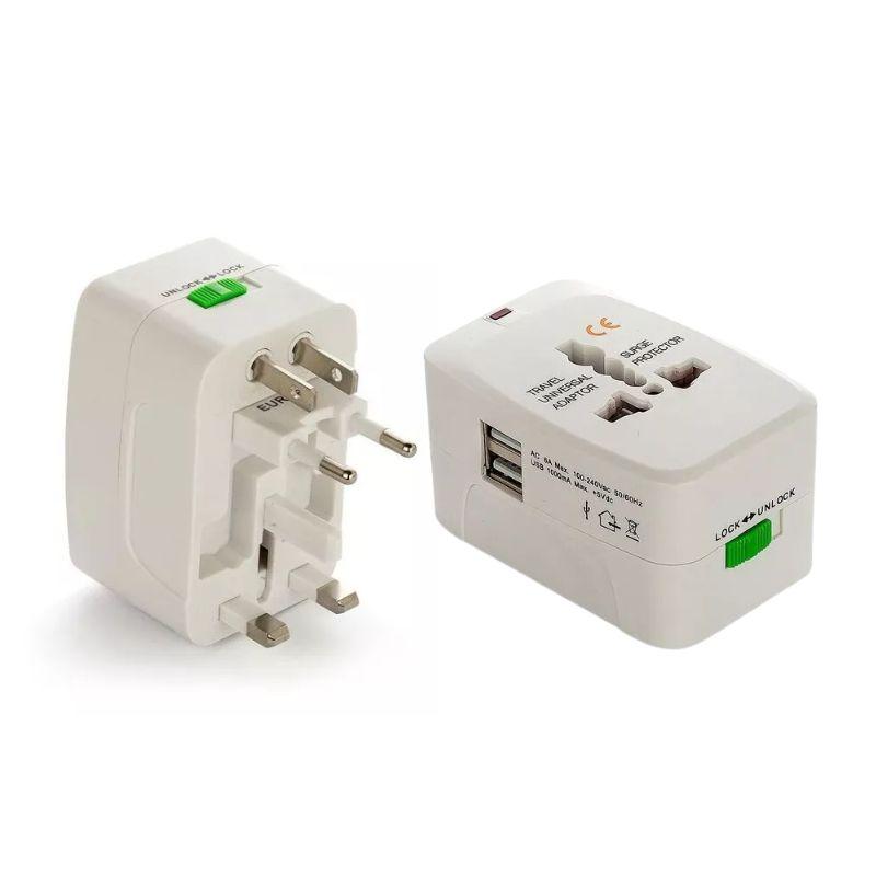 Adaptador Universal Tomada Para Viagem Com Porta USB