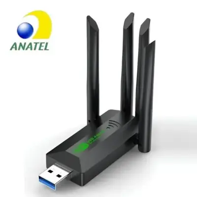 Adaptador WiFi 5G USB Dual Band AC1200 com 4 Antenas
