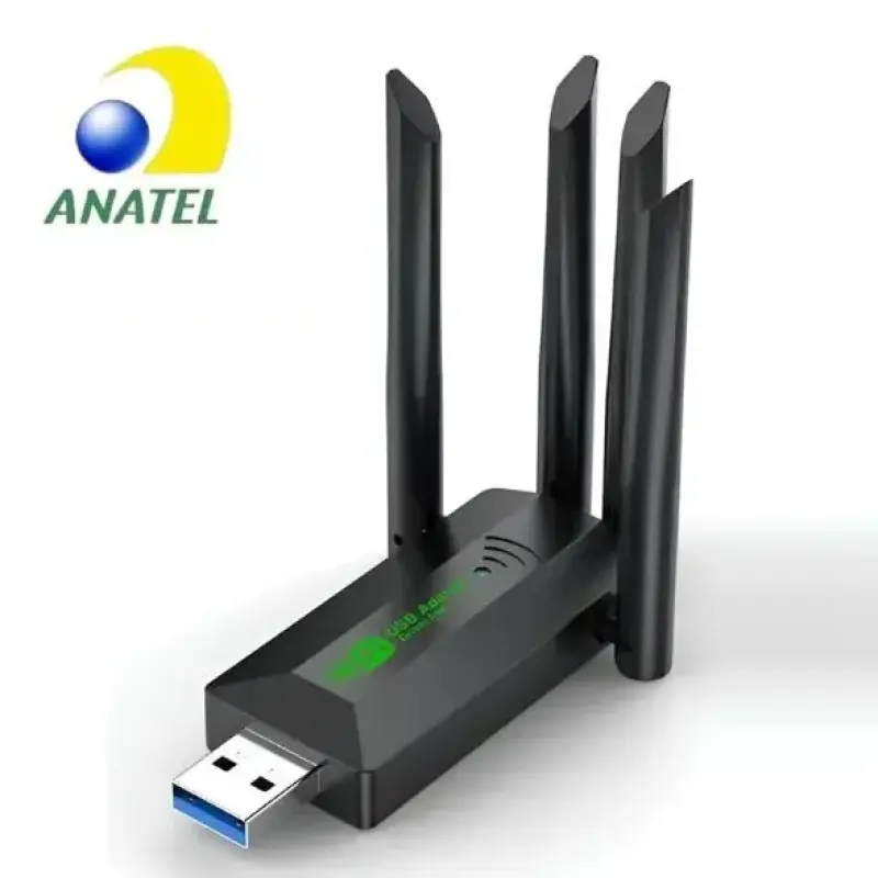 Adaptador WiFi 5G USB Dual Band AC1200 com 4 Antenas