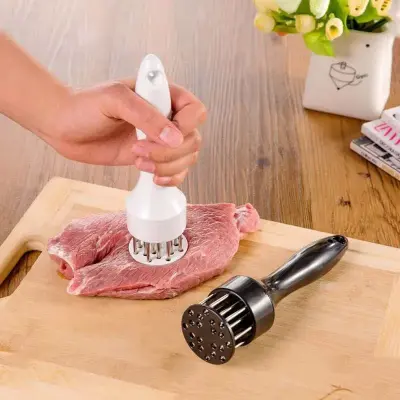 Amaciador Batedor de Carne Bife Com Furador Manual Aço Inox