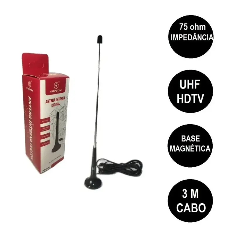 Antena Digital Tv Interna Amplificada Hdtv 4k Hd – Cabo 3m
