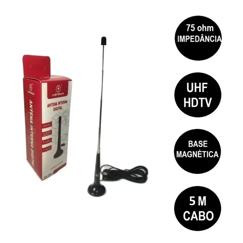 Antena Digital Tv Interna Amplificada Hdtv 4k Hd – Cabo 5m