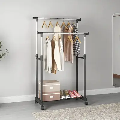 Arara Dupla De Roupas Altura Regulável Aço Inoxidável