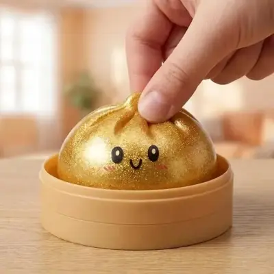 Brinquedo Antiestresse Squishy em Formato de Pãozinho com Glitter