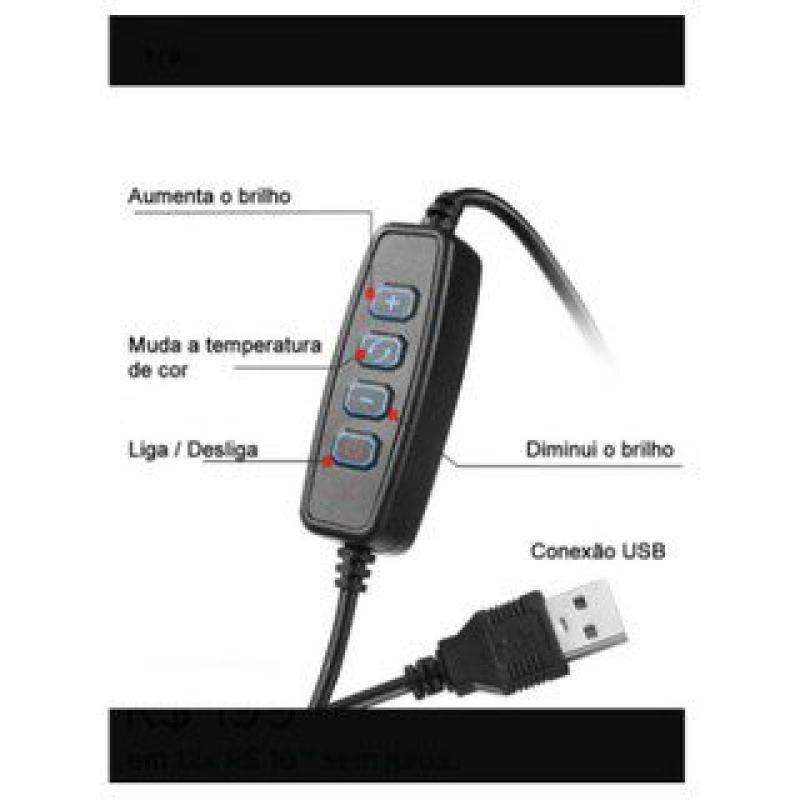 Kit Iluminador Ring Light 14 Polegadas Com Tripé e Dimmer