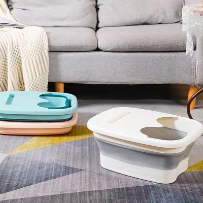 Bacia Para Pés Dobrável Com Suporte Para Celular