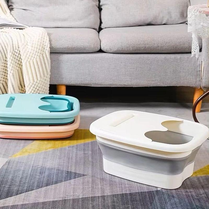 Bacia Para Pés Dobrável Com Suporte Para Celular