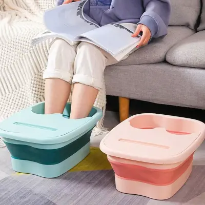 Bacia Para Pés Dobrável Com Suporte Para Celular