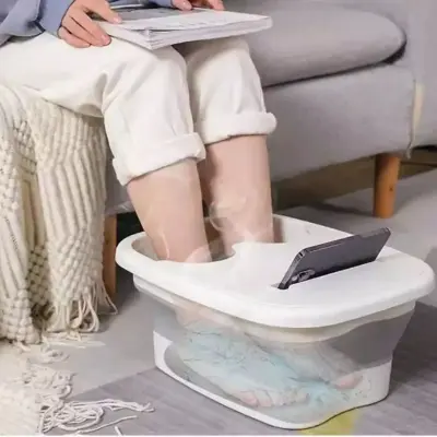 Bacia Para Pés Dobrável Com Suporte Para Celular