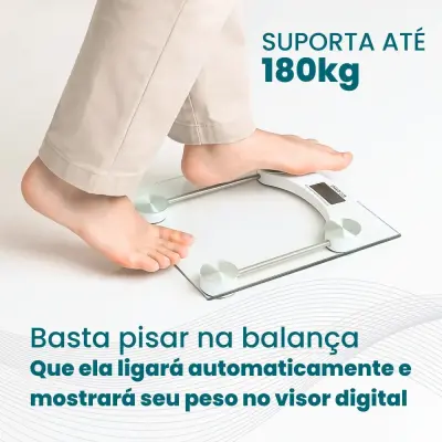 Balança Corporal Digital de Vidro Temperado até 180 Kg