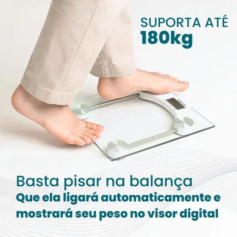 Balança Corporal Digital de Vidro Temperado até 180 Kg