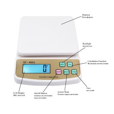 Balança Digital Compacta Branca até 10Kg – SF400A