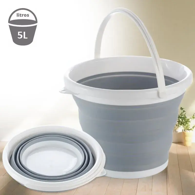 Balde de Silicone Dobrável Retrátil Flexível 5 Litros