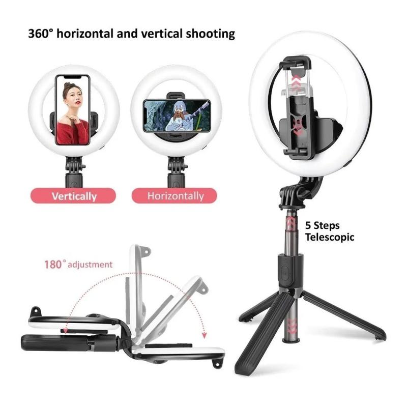 Bastão Pau Selfie 4 x 1 Ring Light Tripé Bluetooth Anel Luz Led – L07