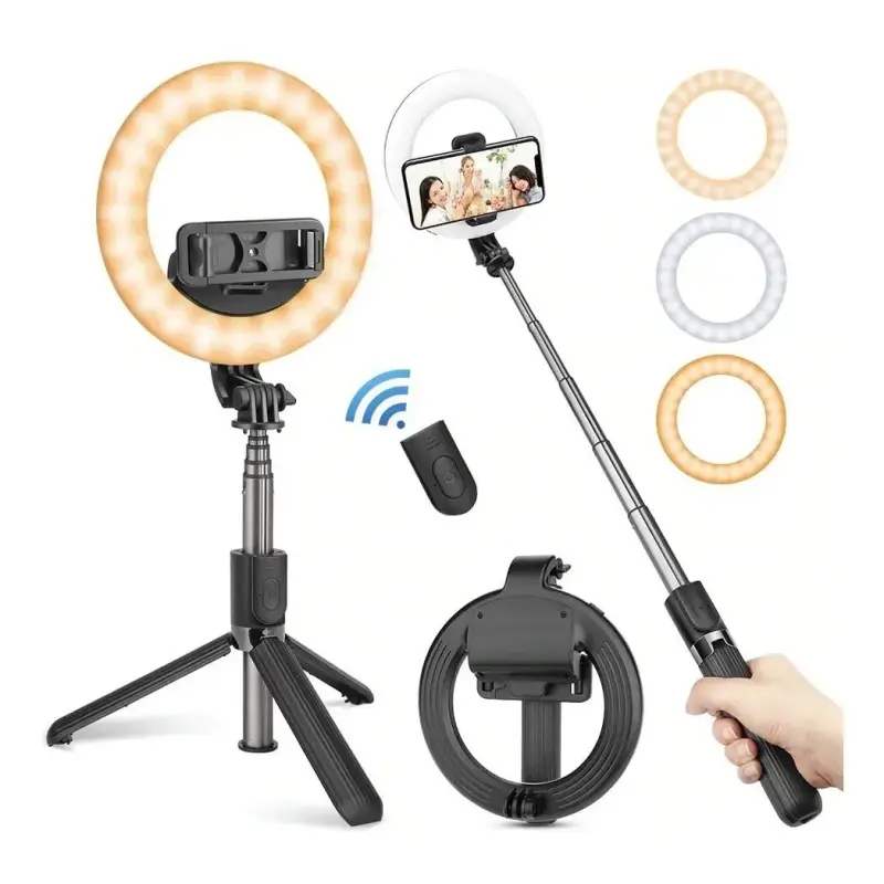 Bastão Pau Selfie 4 x 1 Ring Light Tripé Bluetooth Anel Luz Led – L07