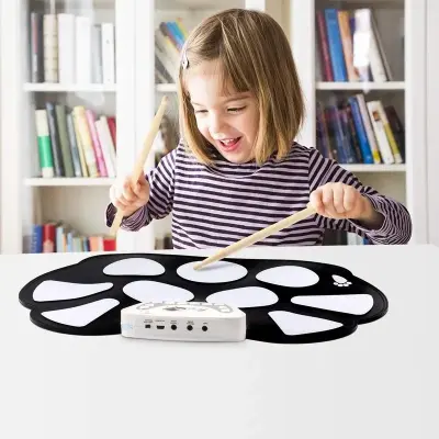 Bateria Eletrônica Musical Drum Dobrável Silicone