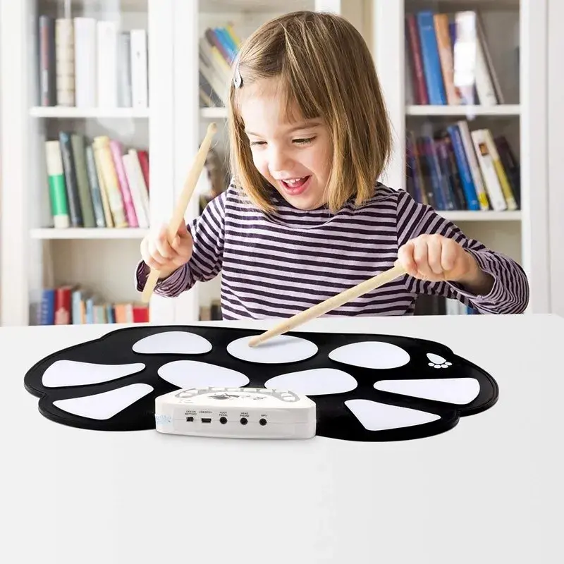 Bateria Eletrônica Musical Drum Dobrável Silicone