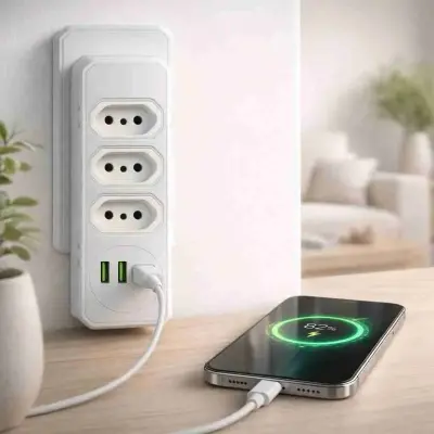 Benjamim Adaptador Triplo 3 Tomadas 2 USB 1 Tipo-C 10A Bivolt