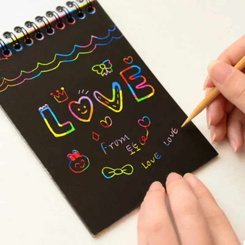 Bloco Caderno De Desenho Com Papel Mágico Colorido