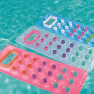 Boia Colchão Inflável Piscina Com Apoio Cabeça e Porta Copos