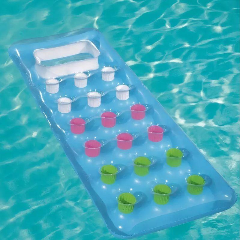 Boia Colchão Inflável Piscina Com Apoio Cabeça e Porta Copos