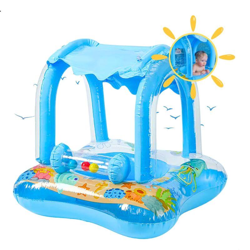 Boia Infantil Inflável Com Cobertura Baby Float Para Piscina