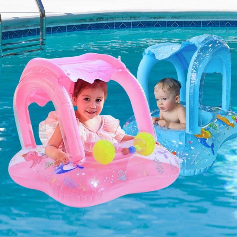 Boia Infantil Inflável Com Cobertura Baby Float Para Piscina