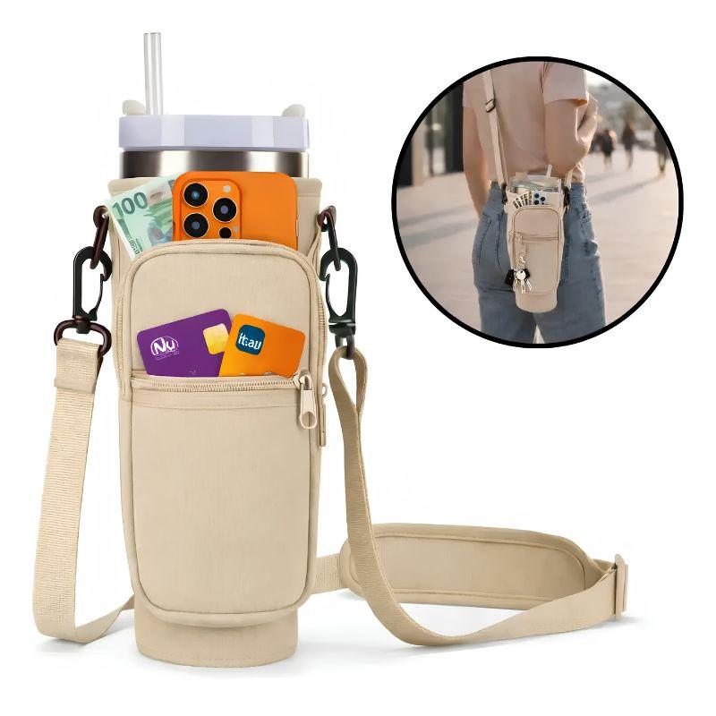 Bolsa Porta Garrafa Copo Térmico Squeeze com Alça Transversal