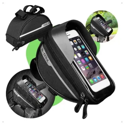 Bolsa de Guidão para Bicicleta com Suporte para Celular Impermeável