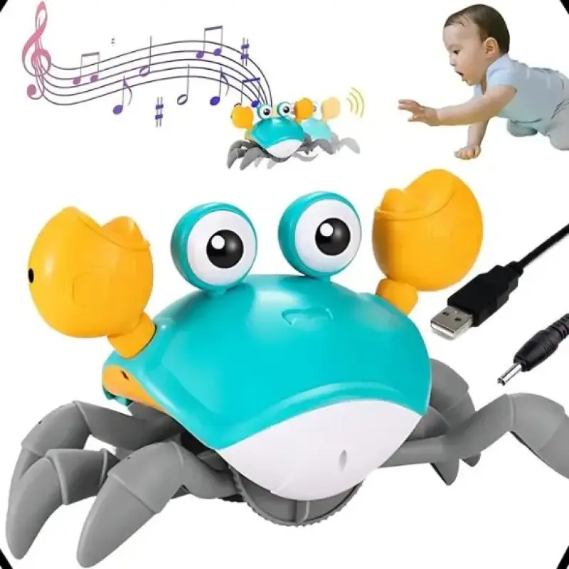 Brinquedo Interativo Caranguejo Fujão com Som, Luz e Sensor de Movimento