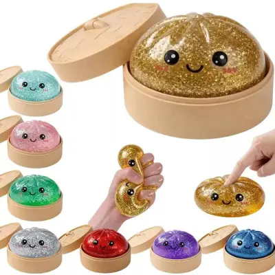 Brinquedo Antiestresse Squishy em Formato de Pãozinho com Glitter