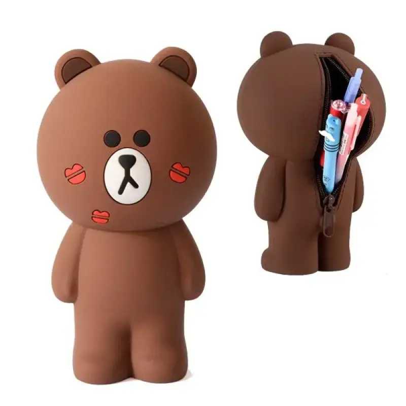 Estojo Lápis Caneta Necessaire e Porta Treco de Silicone Line Friends Brown Apaixonado