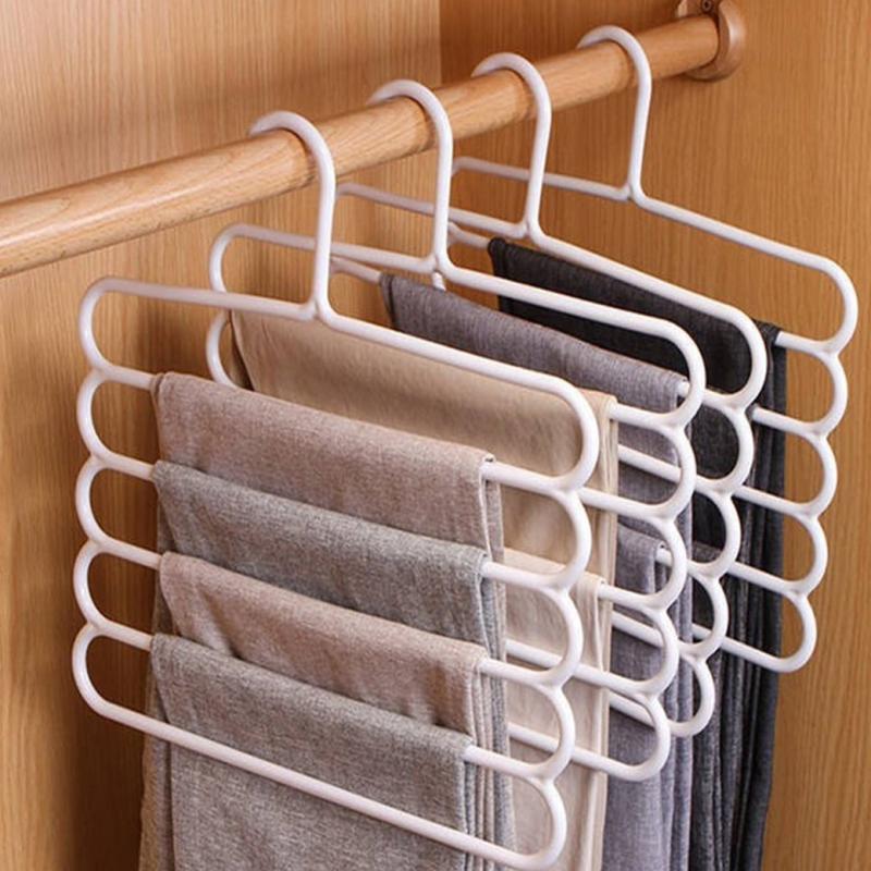 Cabide De Plástico Multifuncional Com 5 Camadas Roupas e Calças