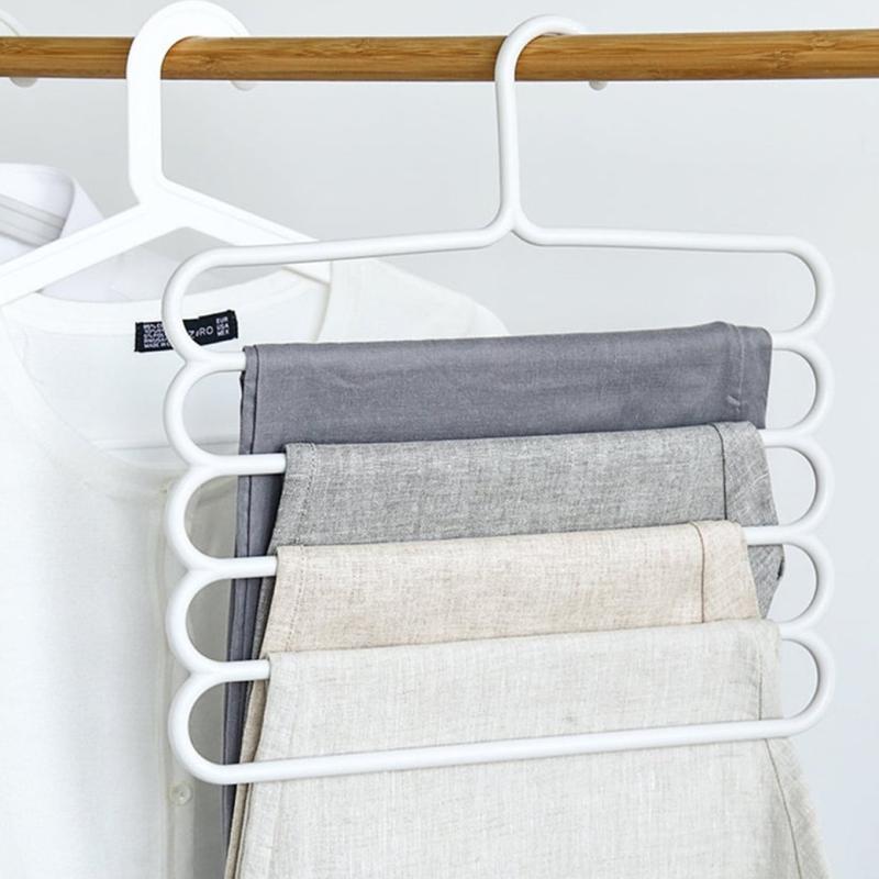 Cabide De Plástico Multifuncional Com 5 Camadas Roupas e Calças