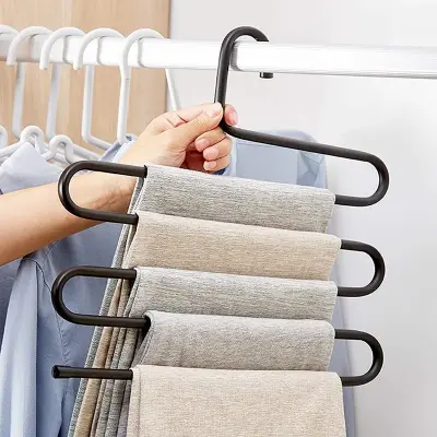 Cabide Para Calças Em Inox Com 5 Divisórias Multifuncional