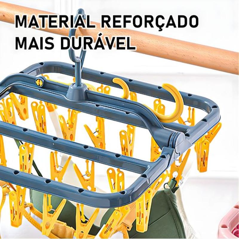 Varal Cabide Multiuso Giratório com 32 Prendedores
