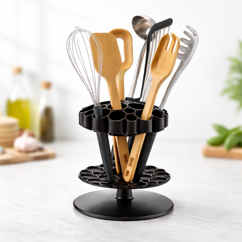 Organizador Giratório de Utensílios de Cozinha com Múltiplos Compartimentos