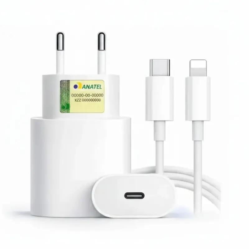 Cabo Carregador + Fonte Compatível iPhone SE X Xr 11 12 13pro Usb-c 20w