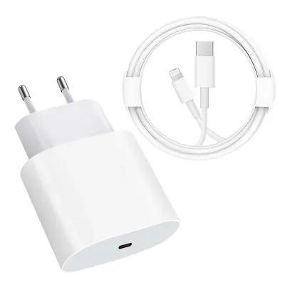 Fonte USB-C + Cabo Carregador IPhone Lightning