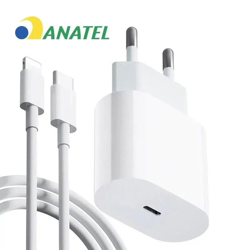 Cabo Carregador + Fonte Compatível iPhone USB-C PD 18W